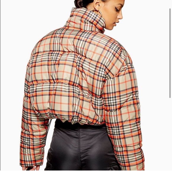 NWOT TOPSHOP PLAID PUFFER - Picture 2 of 5